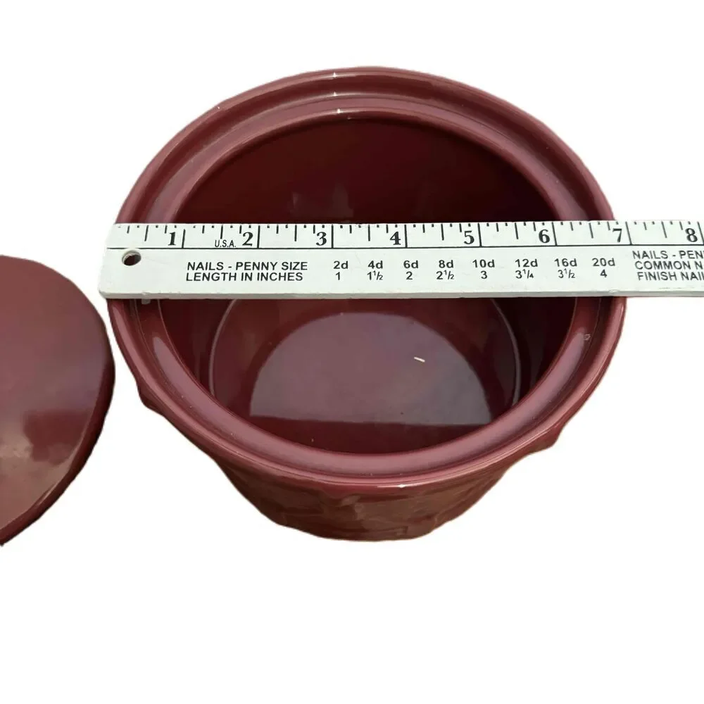 Longaberger Ceramic Lidded Woven Textured Round Crock With‎ Lid Paprika Red